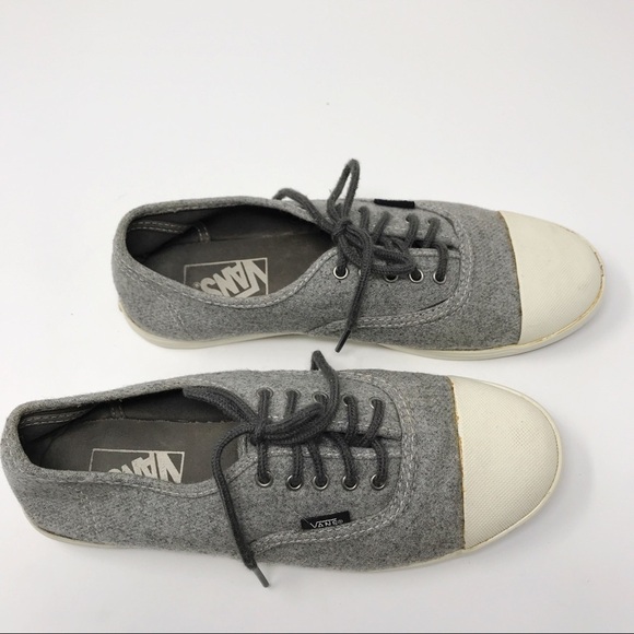 Vans Grey Flannel Rubber Toe Lace Up Sneakers Sz 8 - Picture 3 of 8